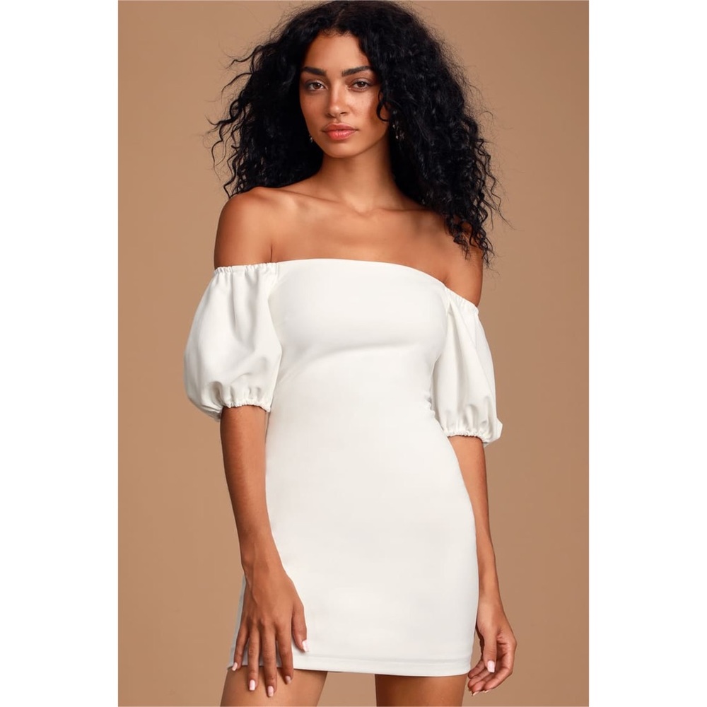NWT Lulus white off-the-shoulder puff sleeve dress